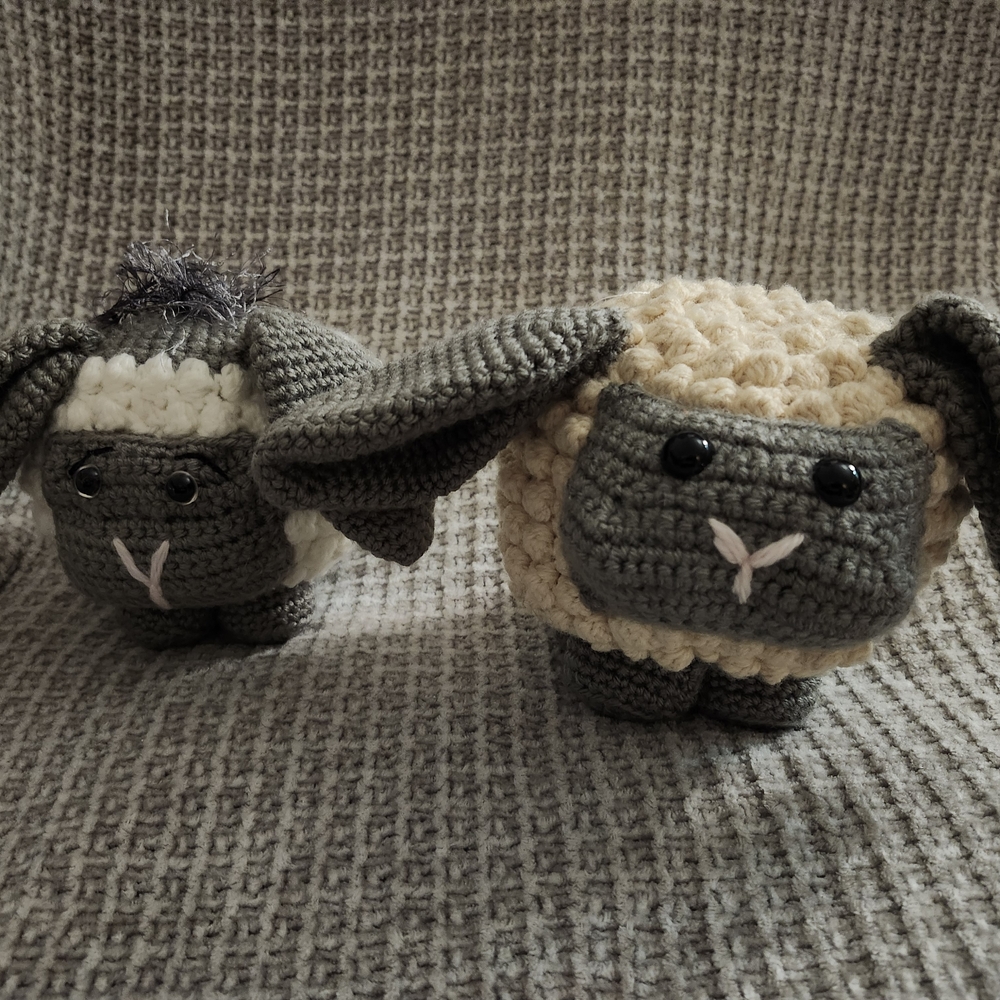 Handcrafted Gray and Cream Bunny Plush Toy